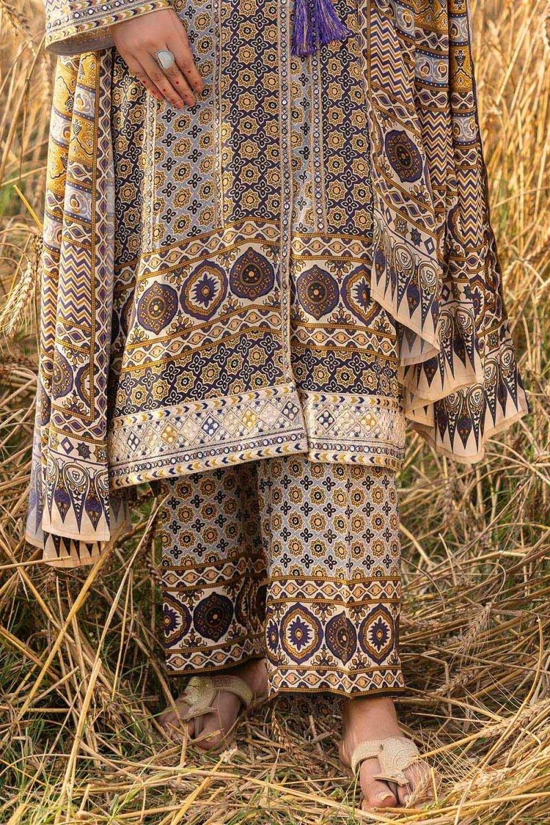 Gul Ahmed 3 Piece Unstitched Embroidered Raw Silk Printed Suit SP-52068