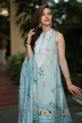 Gul Ahmed 3PC Digital Printed Embroidered Lawn Unstitched Suit with Digital Print Tissue Silk Dupatta - SSM-42009