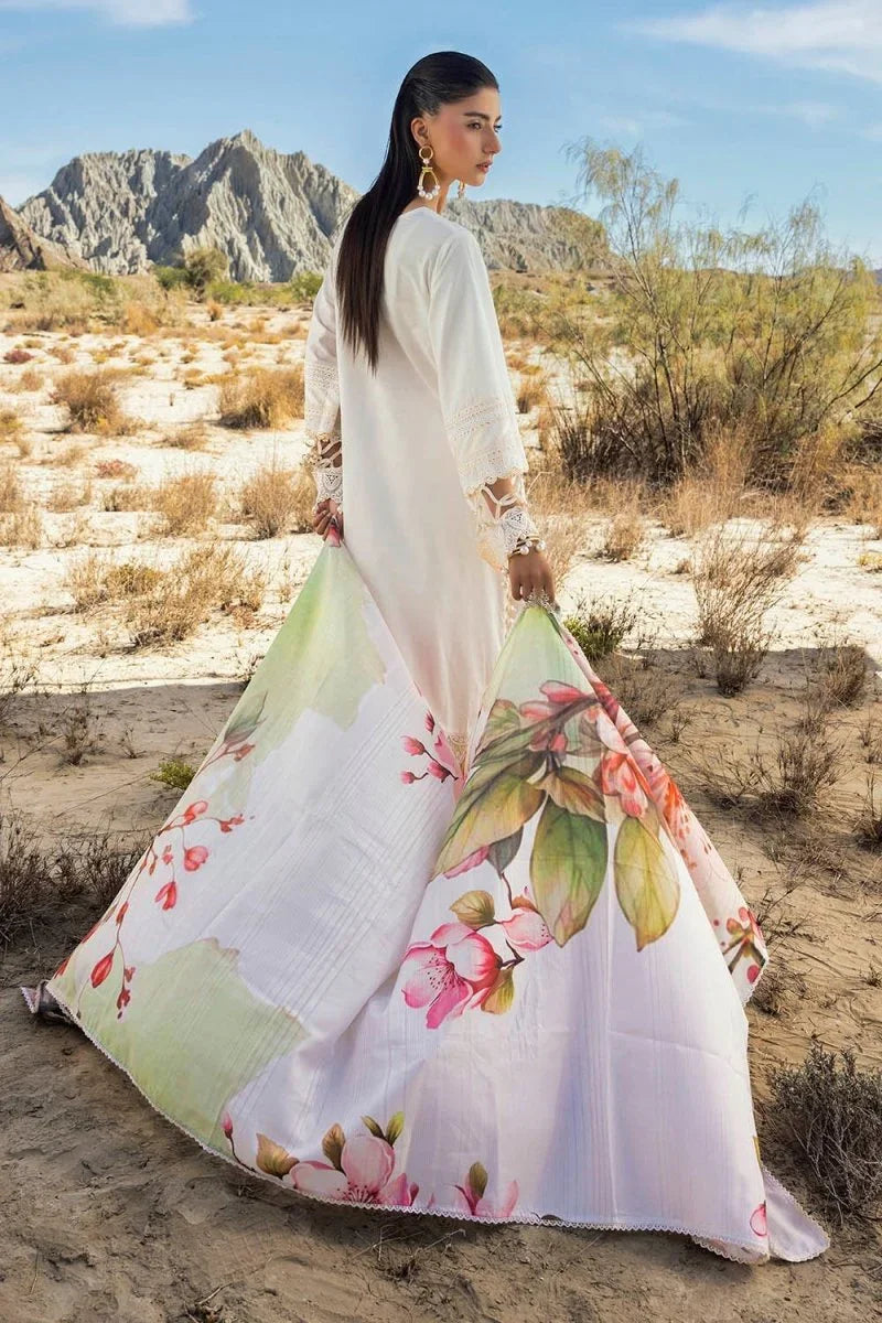 Gul Ahmed 3 Piece Unstitched Embroidered Lawn Suit with Printed Tissue Silk Dupatta SSM-52005