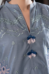 Dor 2 Piece Ready to Wear Embroidered Co-Order Set - Slate Elegance