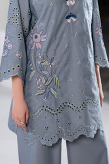 Dor 2 Piece Ready to Wear Embroidered Co-Order Set - Slate Elegance