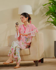 Dhaga 2 Piece Ready to Wear Intricate Cutwork Suit - Strawberry Matcha