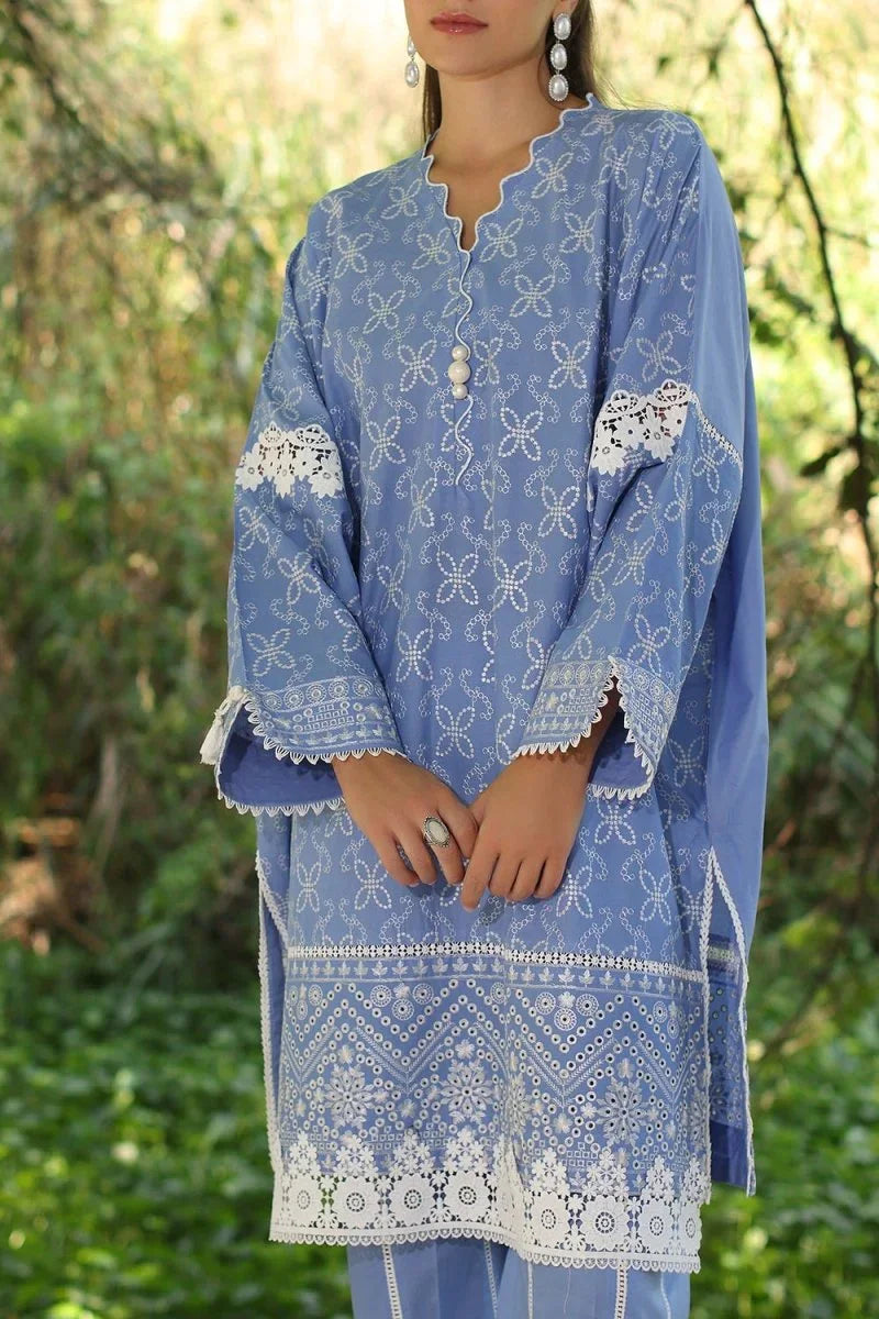 Gul Ahmed 2 Piece Unstitched Embroidered Lawn Shirt with Dyed Trouser TL-52089