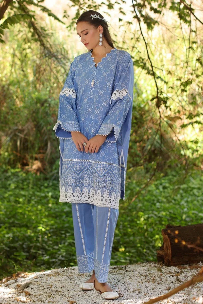 Gul Ahmed 2 Piece Unstitched Embroidered Lawn Shirt with Dyed Trouser TL-52089