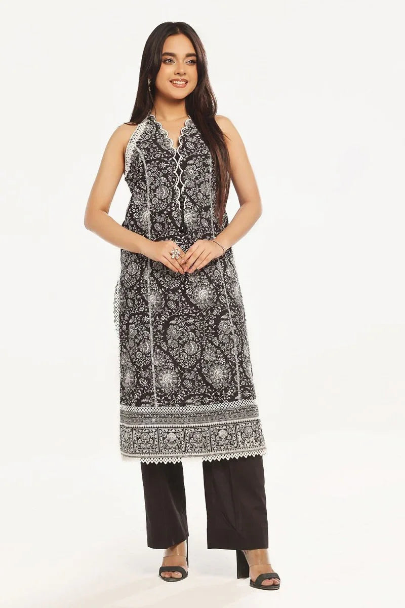 Gul Ahmed 2 Piece Unstitched Embroidered Lawn Shirt with Dyed Trouser TL-52090