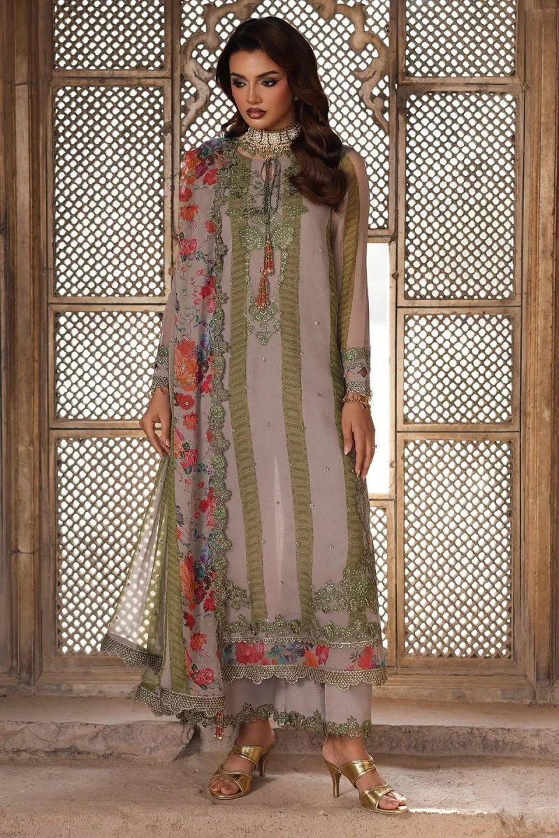 Charizma 3 Pc Unstitched Embroidered Chiffon Suit - VSL25-46