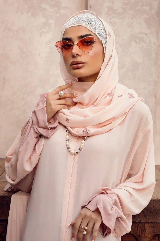 Gul Ahmed 02 Piece Stitched Georgette Tie And Dye Abaya With Wool Chiffon Embroidered Scarf WGB-KAB-22058
