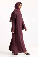 Gul Ahmed 02 Piece Stitched Nisa Georgette Dyed Abaya And Block Print Wool Chiffon Scarf WGB-KAB-22062