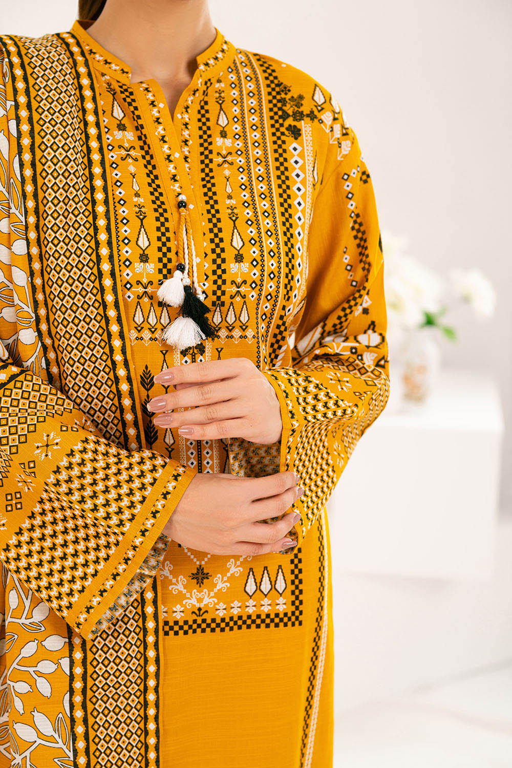 Gul Ahmed 3 Piece Unstitched Printed Khaddar Suit With Dupatta WNS-52021