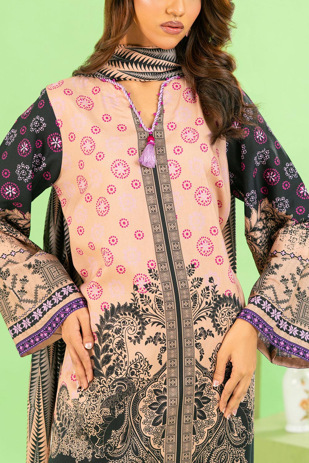 Gul Ahmed 3 Piece Unstitched Printed Cotton Linen Suit With Dupatta WNS-52027