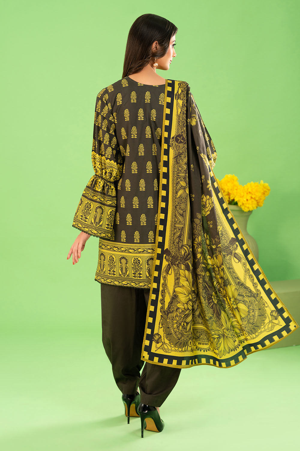 Gul Ahmed 3 Piece Unstitched Printed Cotton Linen Suit With Dupatta WNS-52032