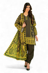 Gul Ahmed 3 Piece Unstitched Printed Cotton Linen Suit With Dupatta WNS-52032