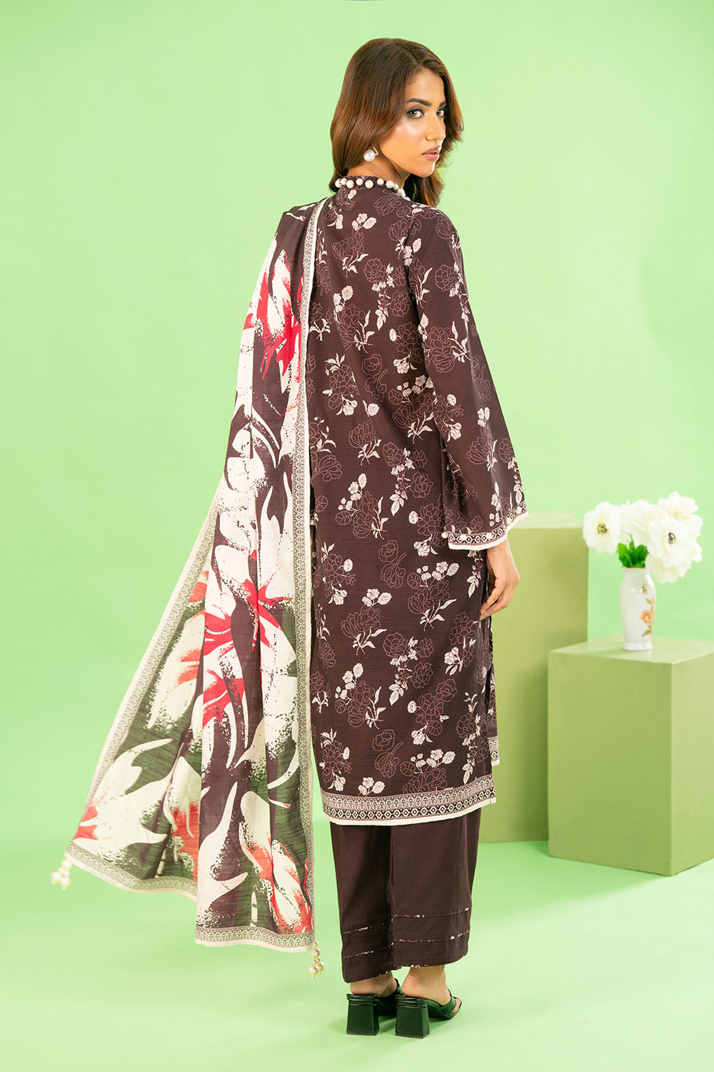 Gul Ahmed 3 Piece Unstitched Printed Khaddar Suit With Dupatta WNS-52038