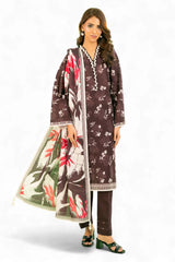 Gul Ahmed 3 Piece Unstitched Printed Khaddar Suit With Dupatta WNS-52038