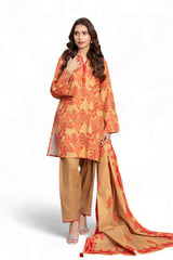 Gul Ahmed 3 Piece Unstitched Printed Khaddar Suit With Dupatta WNS-52039