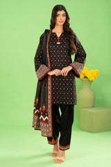 Gul Ahmed 3 Piece Unstitched Printed Khaddar Suit With Dupatta WNS-52040