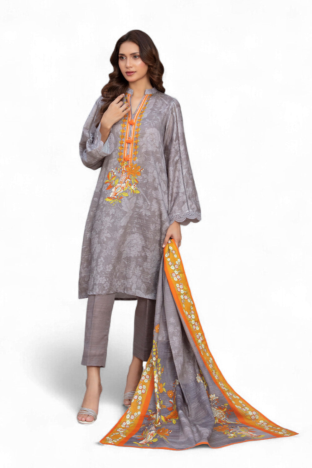 Gul Ahmed 3 Piece Unstitched Printed Khaddar Suit With Dupatta WNS-52041