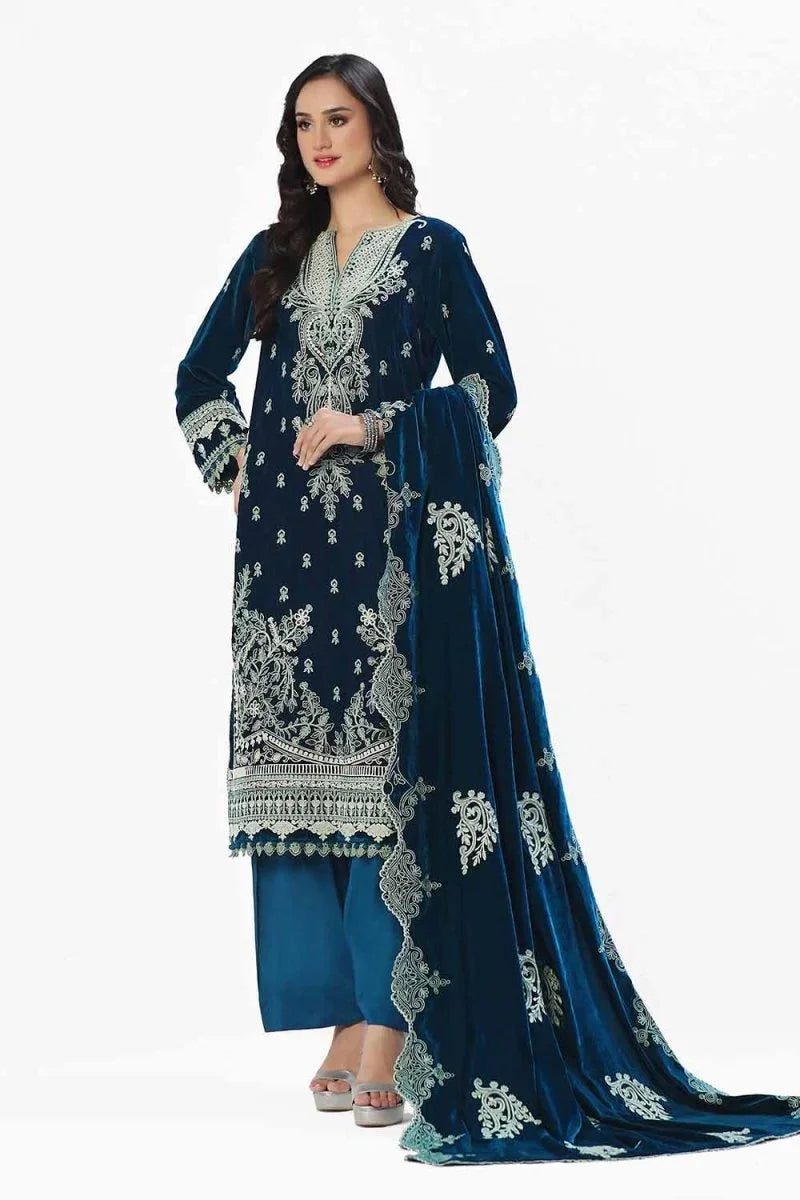 Gul Ahmed 3 Piece Unstitched Embroidered Velvet Suit with Embroidered Velvet Dupatta WV-42004